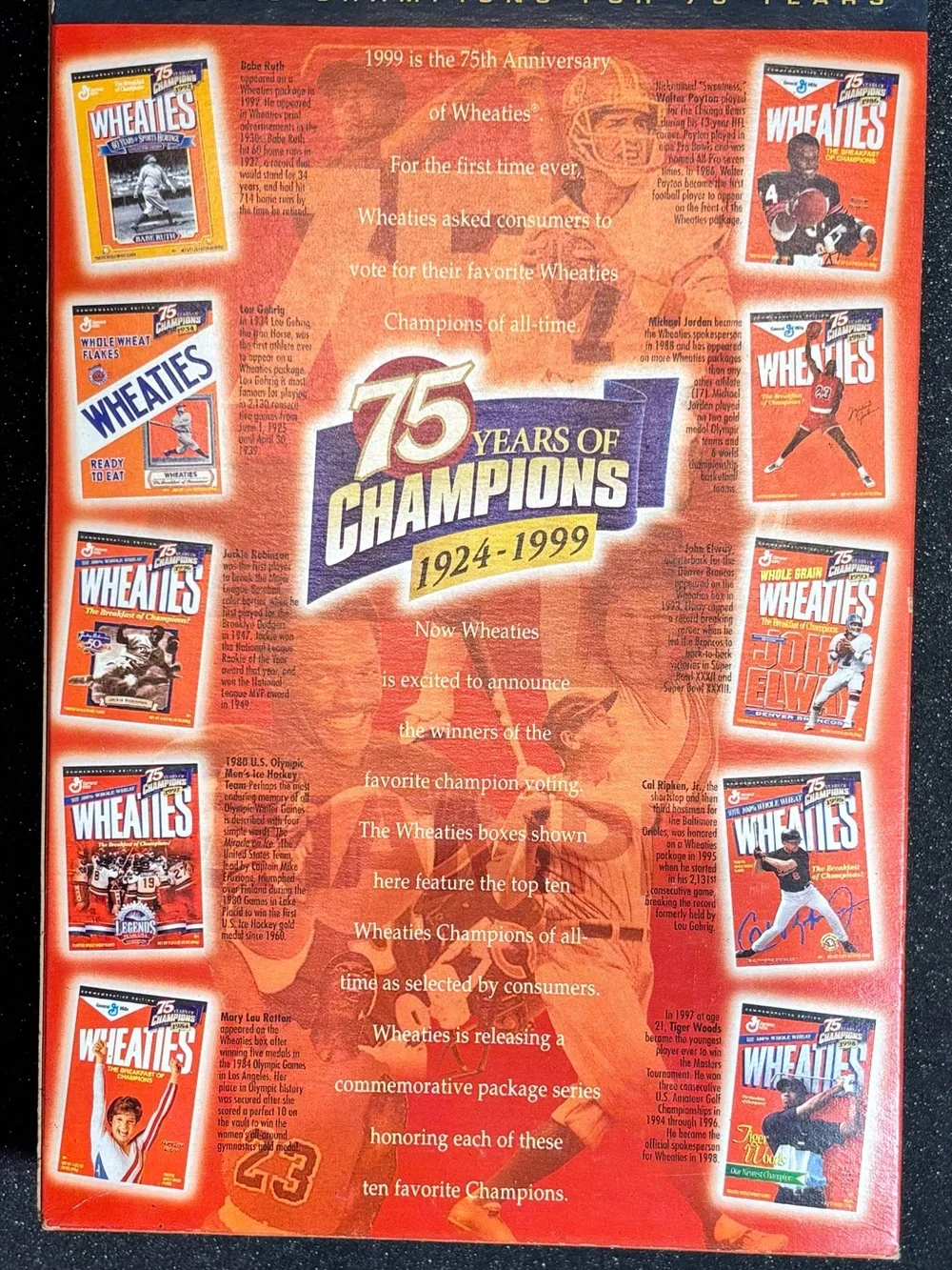 General Mills Wheaties 75 Years of Champions 1998 Tiger Woods Commemorative Box